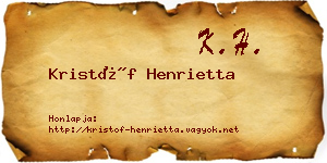 Kristóf Henrietta névjegykártya